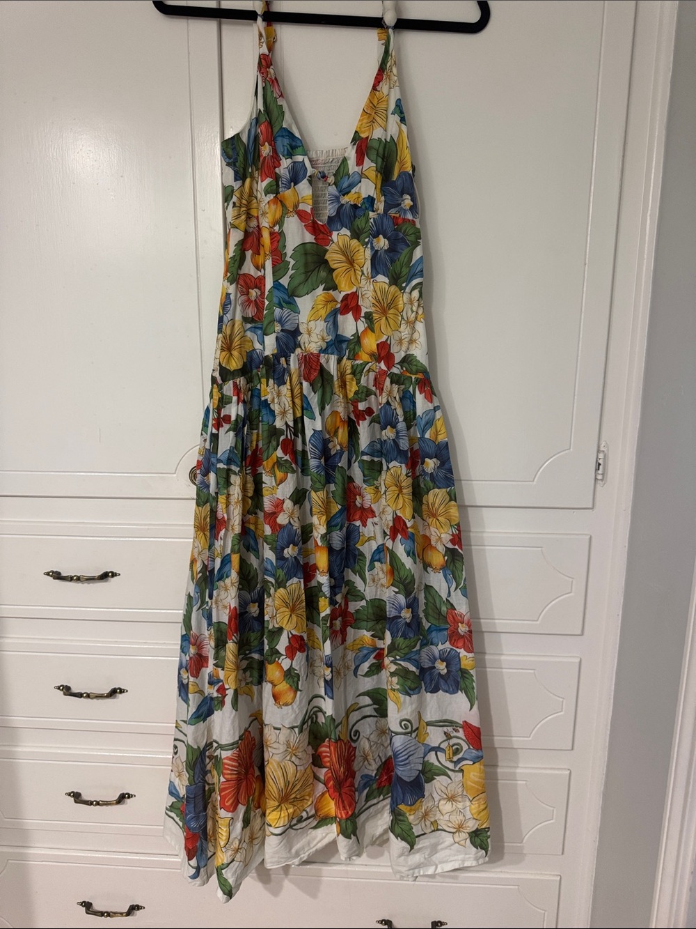 FARM Rio Floral Maxi Sundress in White, Yellow, Blue, Red, Green